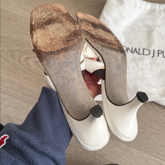 Donald Pliner White Leather Sandals - Picture 4 of 5